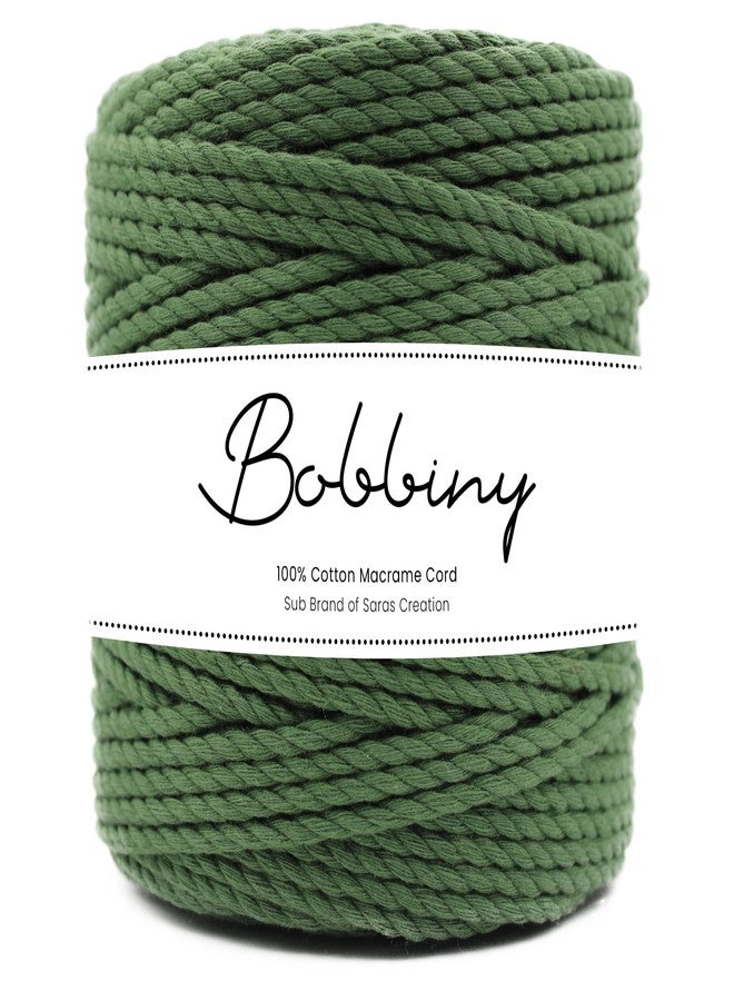 Bobbiny | 3 Ply Twisted Macrame Cotton Cord Dori (Roll Packaging) Thread for Macrame DIY and Other Projects | Green | 4mm,100 Meter - Image 1